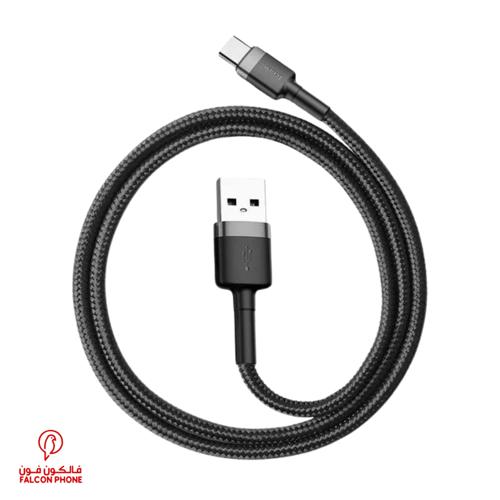 كابل قماش تايب سي - USB من بيسوس 3A بطول 1م - أسود