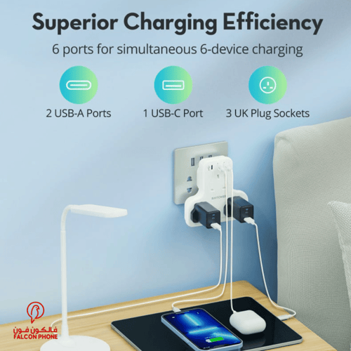 فيش جداري راف باور بايونير 3 مداخل طاقة 2 USB ومنف...