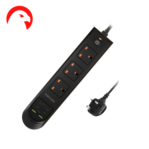 توصيلة كهربائية 3 متر 3 منافذ 2 USB و 4 PD شحن سري...
