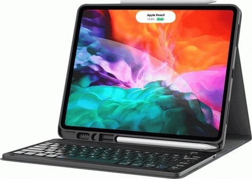 غرين -حافظة جلدية فاخرة مع لوحة مفاتيح لاسلكية قاب...