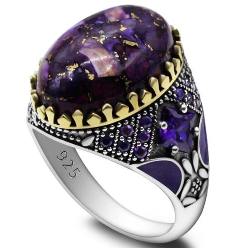 خاتم من الأحجار الطبيعيه من الفضه عبار 925