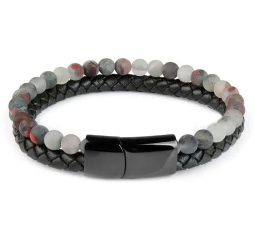 سوارة من الجلد الطبيعي والحجر الطبيعي