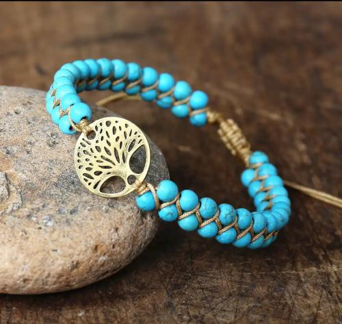 سوارة حجر الفيروز الطبيعي