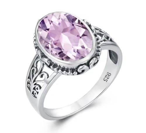 خاتم الياقوت الوردي 925 من الفضه