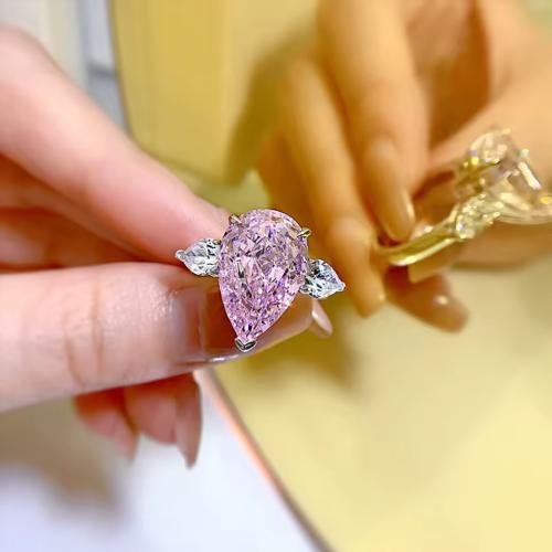 خاتم الماسّ من الأحجار الكريمة 100٪ حقيقي 925 من ا...