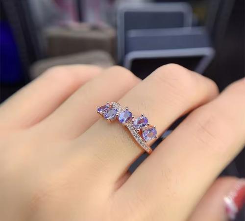 حجر تانزايت الطبيعي عيار 925 من الفضة