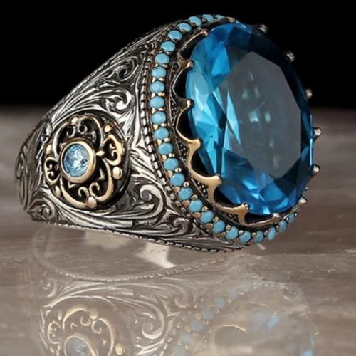 خاتم مطلي بالفضة الحجر ليس طبيعي
