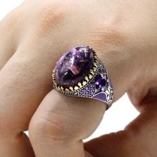 خاتم من الأحجار الطبيعيه من الفضه عبار 925