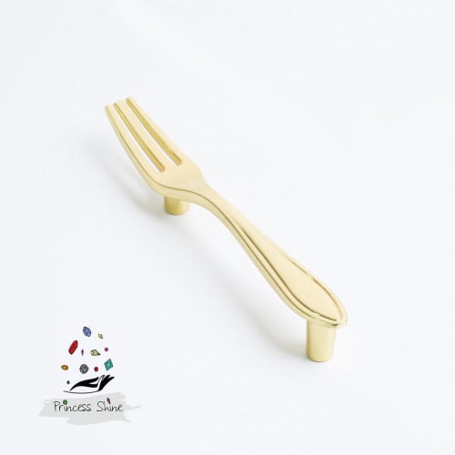 218 - مقبض بشكل شوكة لون ( ذهبي ) - قطعتين