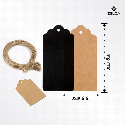 بطاقة كرافت تاق ورقي مع خيط حبل (12 حبة)