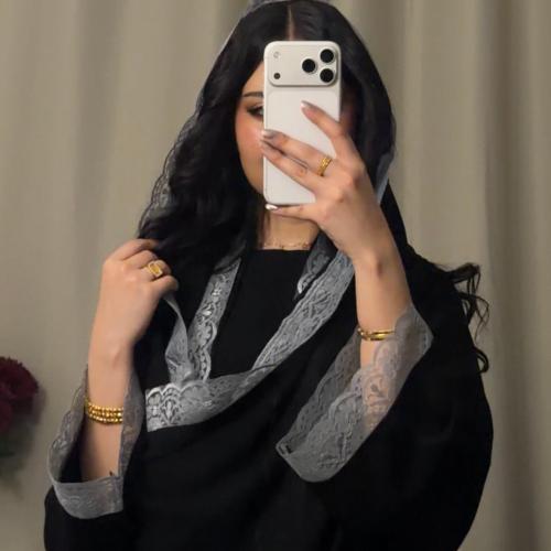 عبايه( N95 ) عبايه سودا مع دانتيل