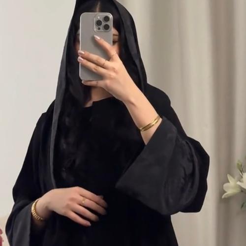 عبايه ( N76 ) اكمام رمادي غامق