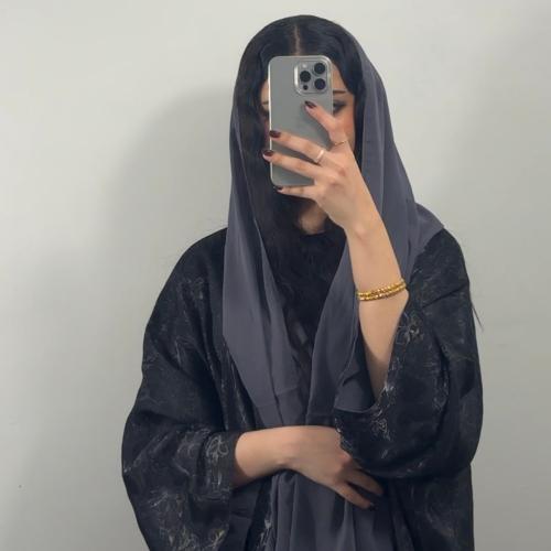 عبايه(N57)دبل فيس رمادي لمعه وساده