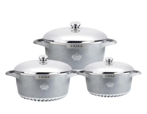 طقم قدور فزعة الحجم الكبير غطاء استيل