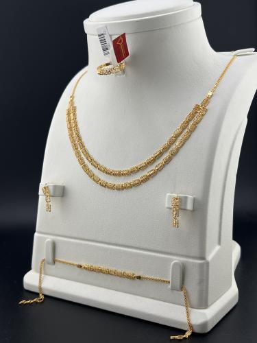طقم شبكة ذهب عيار 21 بتصميم عصري وزن 16.62 جرام