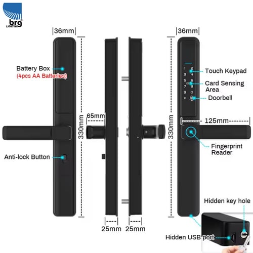 قفل باب ذكي أبواب المنيوم