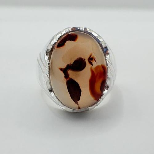 Yemeni agate with natural picture, luxurious craftsmanship, 925 sterling silver