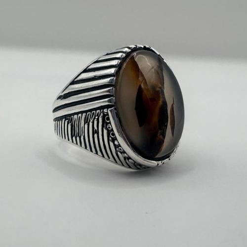 Yemeni agate with natural picture in 925 silver