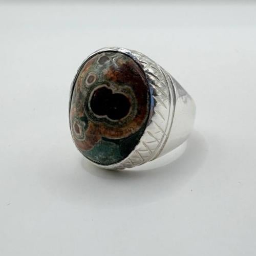 Yemeni agate Doodi, natural face design, 925 sterling silver