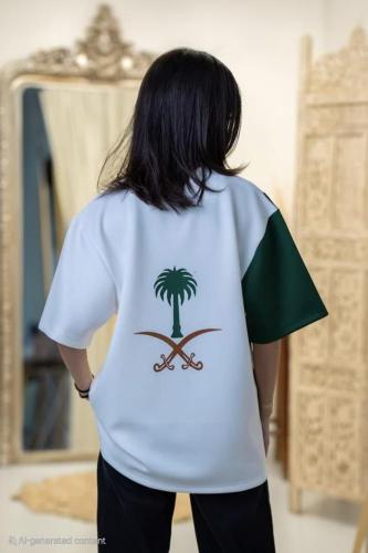 تيشيرت اليوم الوطني السعودي مع علم المملكة