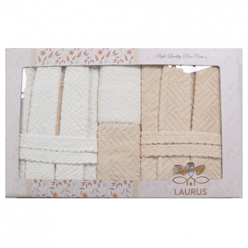 طقم أرواب أستحمام ومناشف Laurus أبيض/بيج