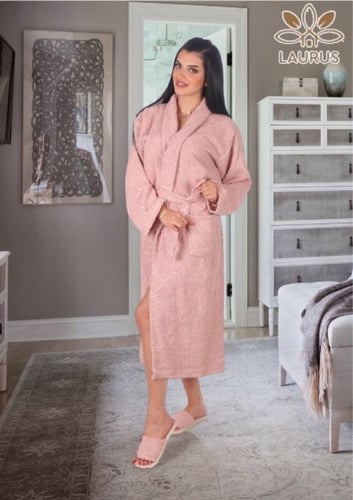 طقم أرواب أستحمام ومناشف Laurus وردي/بيج