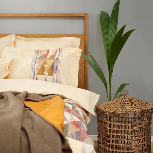 طقم مفارش مزدوج كوين Frenela أصفر