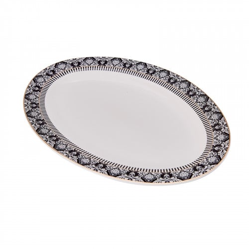 صحن سيراميك بيضاوي Queen Black