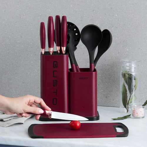 طقم ملاعق طبخ وسكاكين Gusto Bordo