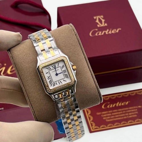 ساعة كارتير Cartier بانثر نسائية – فضي × ذهبي بترص...