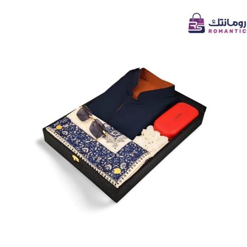 طقم الإهداء الرجالي الفاخر – سديري جوخ كحلي + شال...