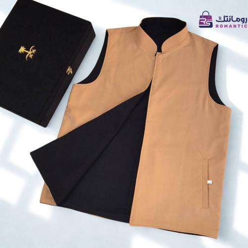 سديري رجالي دبل فيس جملي فاتح × أسود – جوخ شتوي فا...