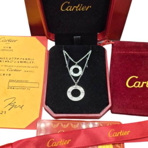 سلسال نسائي فضي مزدوج بتصميم دائري أنيق – Cartier...