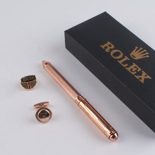طقم رولكس روز غولد فاخر – قلم وكبكات داخل علبة فخم...