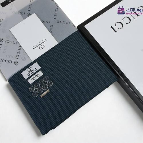 قماش غوتشي فاخر كحلي مخطط | خامة فخمة للثوب الرجال...