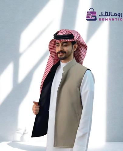 سديري رجالي دبل فيس رملي × أسود – جوخ شتوي فاخر