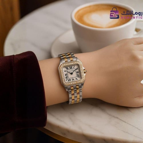 ساعة كارتير Cartier بانثر نسائية – فضي × ذهبي بترص...