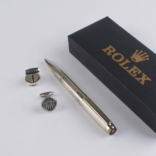 طقم رولكس فاخر فضي – قلم راقٍ مع كبكات أنيقة
