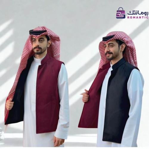 سديري رجالي دبل فيس عنّابي × أسود – جوخ شتوي فاخر