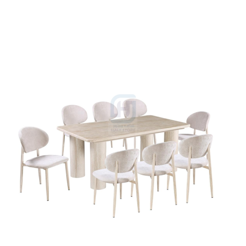 طقم طاولة طعام رخام مستطيل قاعدة حديد 8كراسي رقم M...