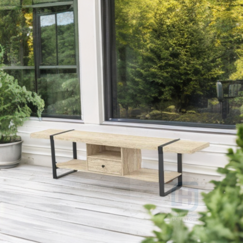 طاولة بلازما (تلفاز) خشب بيج 1درج 2رف رقم SFV60309