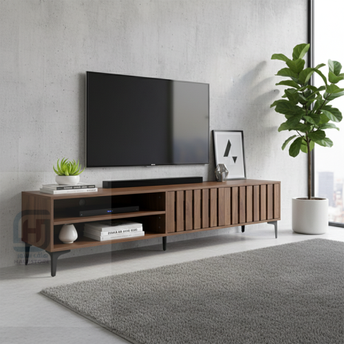 طاولة بلازما (تلفاز) خشب بني 2باب 2رف رقم 000181