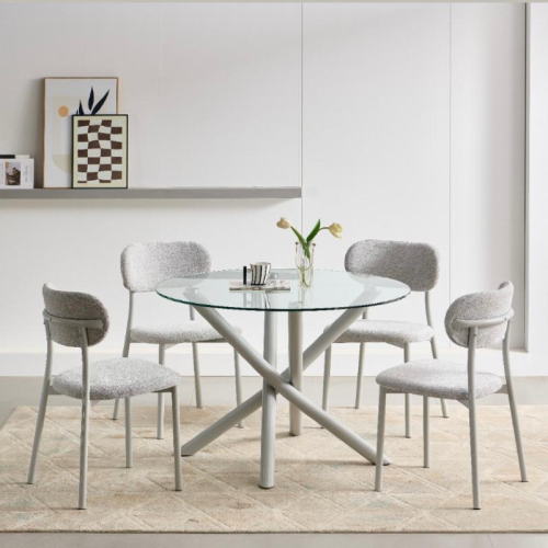 طاولة طعام زجاج دائري 4كراسي رقم 22C19
