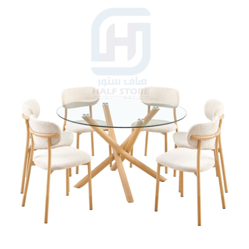 طاولة طعام زجاج دائري 6كراسي رقم 22C19