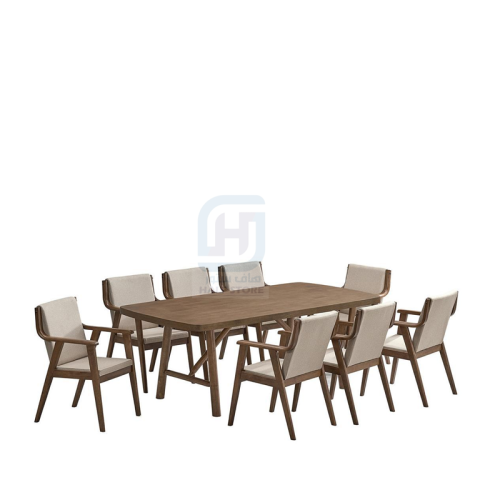 طاولة طعام خشب مستطيل قاعدة خشب 8كراسي رقم ID-02