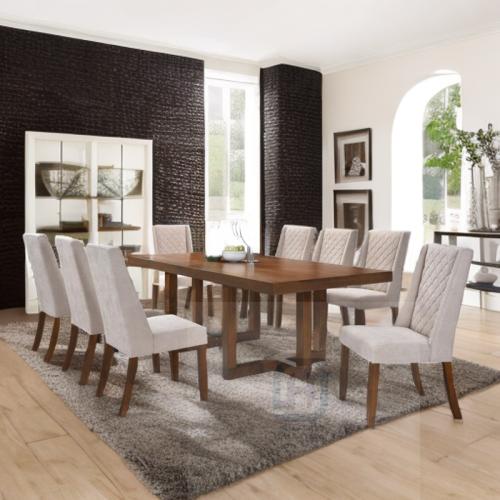 طاولة طعام 8كراسي قوائم وهيكل خشب رقم 00090