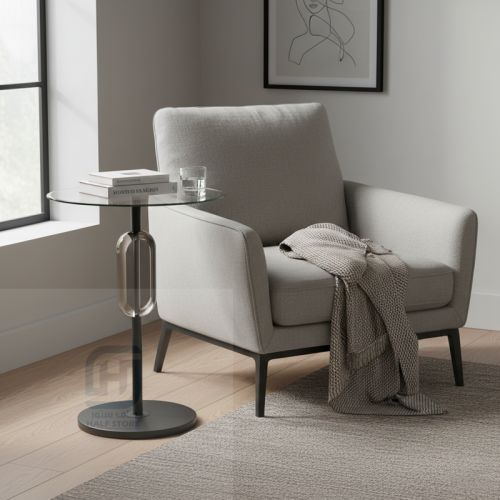 طاولة خدمة (ضيافة) مفرد زجاج بقاعدة رخام رقم 11617