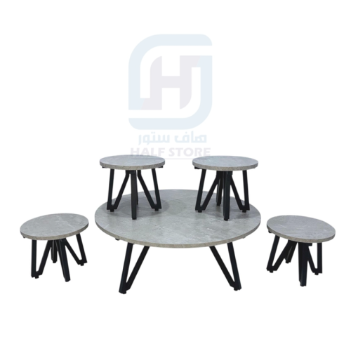 طقم طاولات خشب رمادي أرضية 5قطع رقم SFC40405
