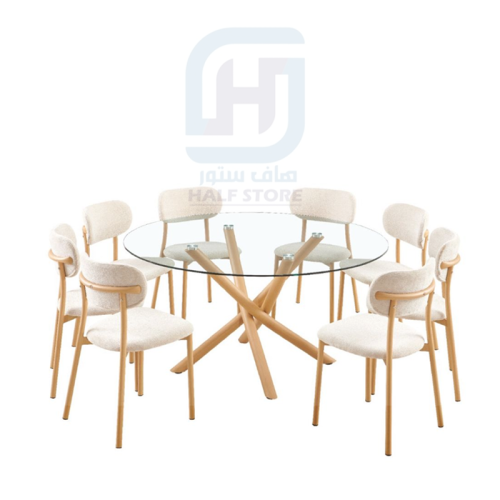 طاولة طعام زجاج دائري 8كراسي رقم 22C19