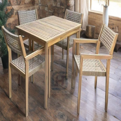 طاولة طعام خشب هيكل خشب 4كراسي رقم HBT-000118